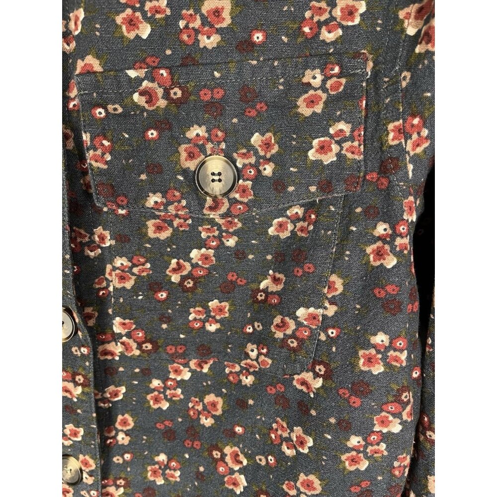 BALTIC BORN Women's Navy Floral Cotton Button Down Blouse Small - Picture 2 of 5